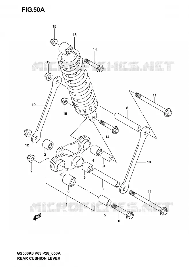 SCHOKBREKER AANEENSCHAKELING (MODELE K4/K5/K6) Suzuki MOTO 500 GS-E 2004  GS500K4(P3)