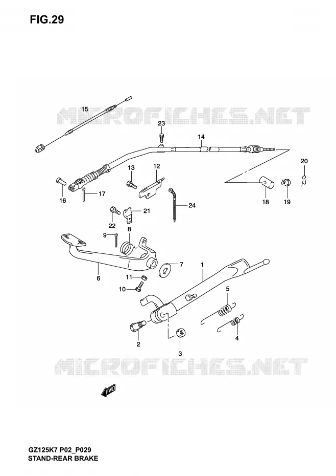 STAND - ACHTER REMPEDAAL Suzuki MOTO 125 MARAUDER 2005  GZ125K5(P02)