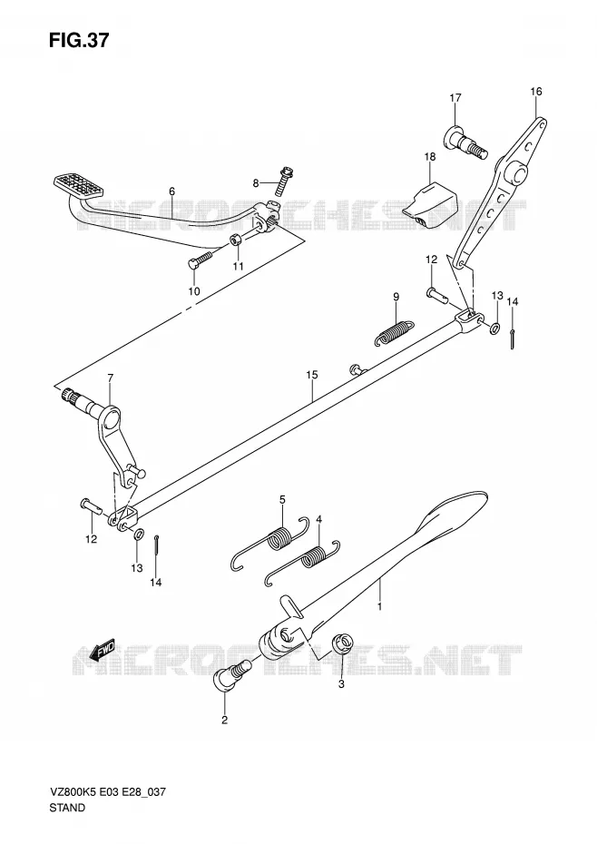 STAND - ACHTER REMPEDAAL Suzuki MOTO 800 MARAUDER 2005  VZ800K5(E3/E28)