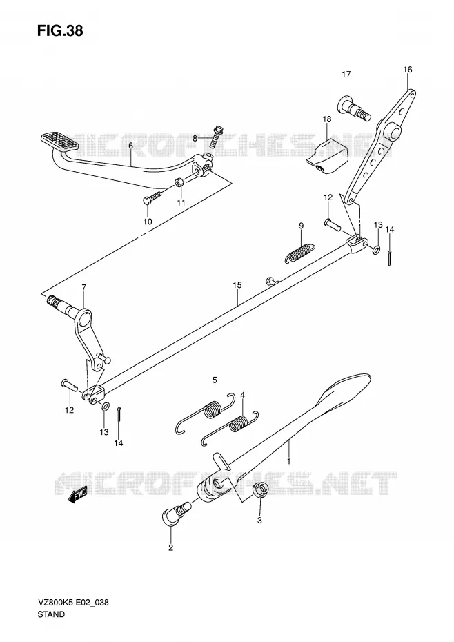 STAND - ACHTER REMPEDAAL Suzuki MOTO 800 MARAUDER 2009  VZ800ZK9(E2)