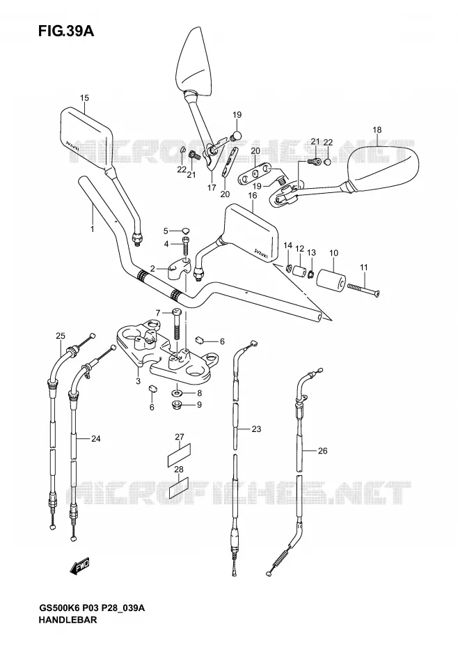 STUUR (MODELE K4/K5/K6) Suzuki MOTO 500 GS-F 2005  GS500FK5(P3)