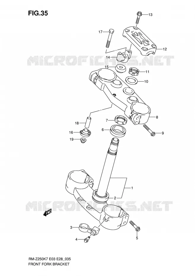STUURKOLOM (MODEL K7) Suzuki MOTO 250 RM-Z 2007  RM-Z250K7(E3/E28)