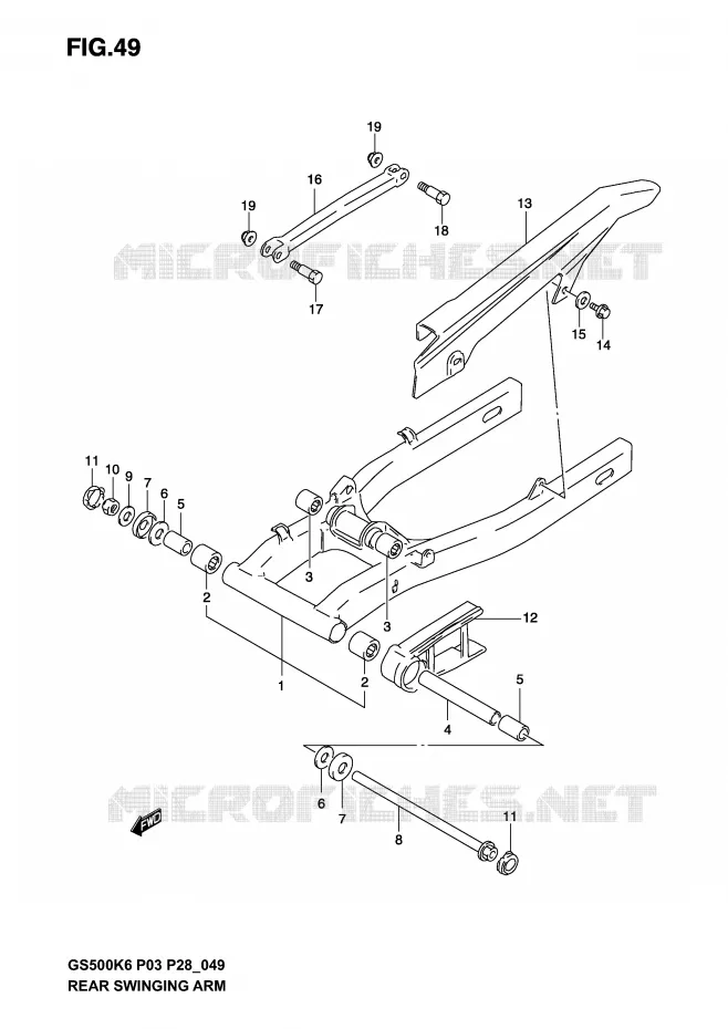 SWINGARM (MODELE K3) Suzuki MOTO 500 GS-E 2005  GS500K5(P3)