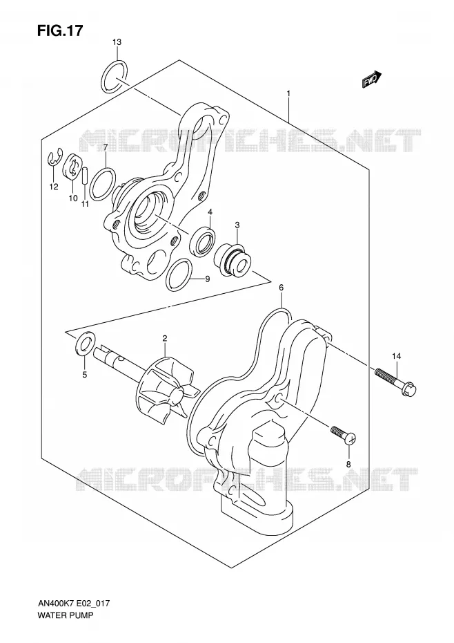 WATERPOMP Suzuki SCOOTER 400 BURGMAN 2010  AN400L0(E2)