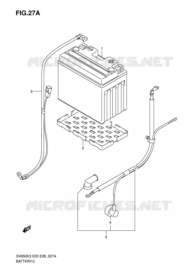 ACCU (SV650A/SV650SA) Suzuki MOTO 650 SV 2003  SV650K3/SK3(E3/E28)