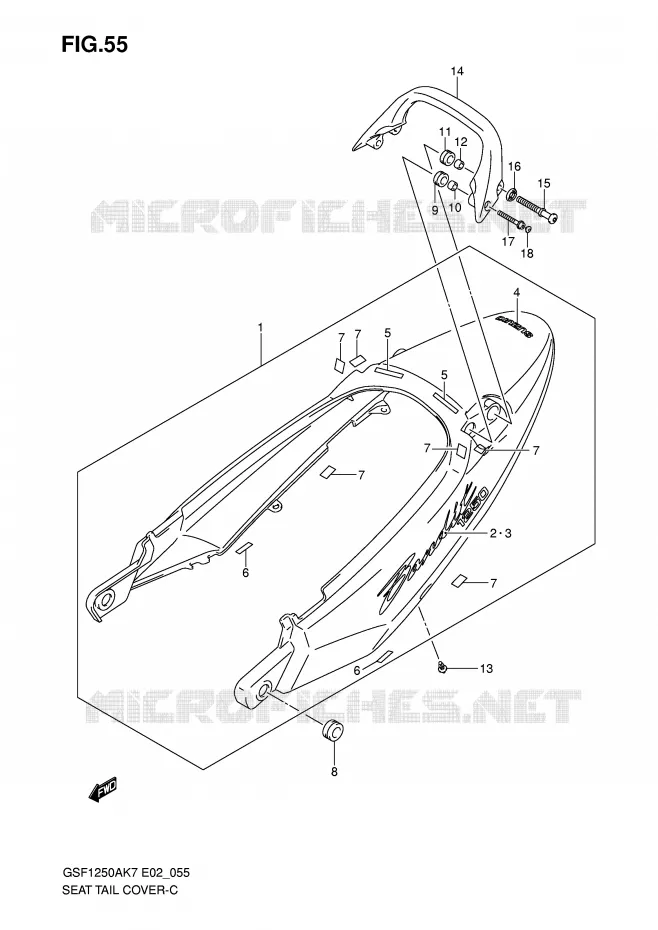 ACHTER KUIP - SEAT COWL (GSF1250K7/AK7) Suzuki MOTO 1250 BANDIT 2008  GSF1250AK8(E2)
