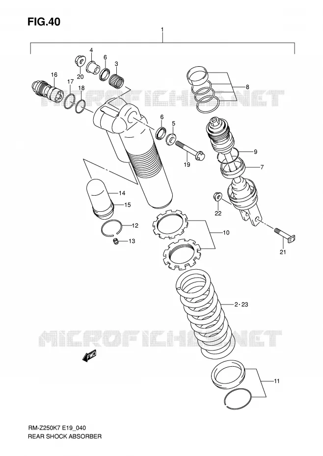 ACHTER SCHOKDEMPER Suzuki MOTO 250 RM-Z 2009  RM-Z250K9(E19)