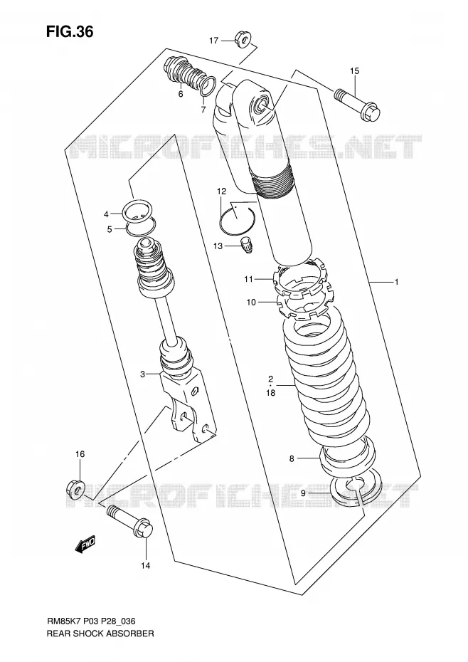 ACHTER SCHOKDEMPER Suzuki MOTO 85 RM 2007  RM85LK7(P3/P28)