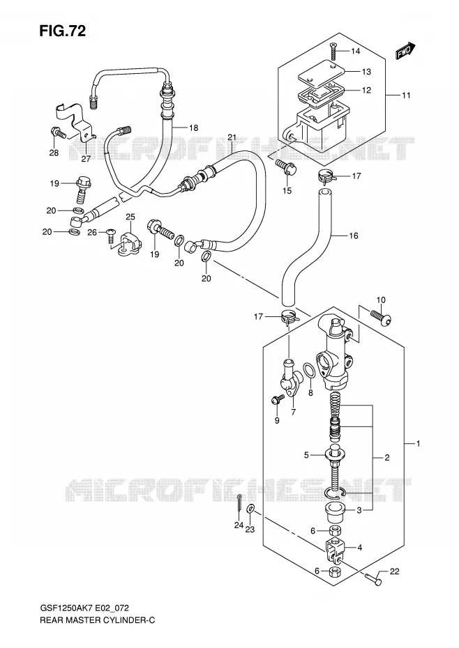 ACHTER hoofdremcilinder (GSF1250AK7/SAK7/AK8/SAK8/AK9/SAK9/SAZK9/SAL0) Suzuki MOTO 1250 BANDIT-N 2009  GSF1250AK9(E2)