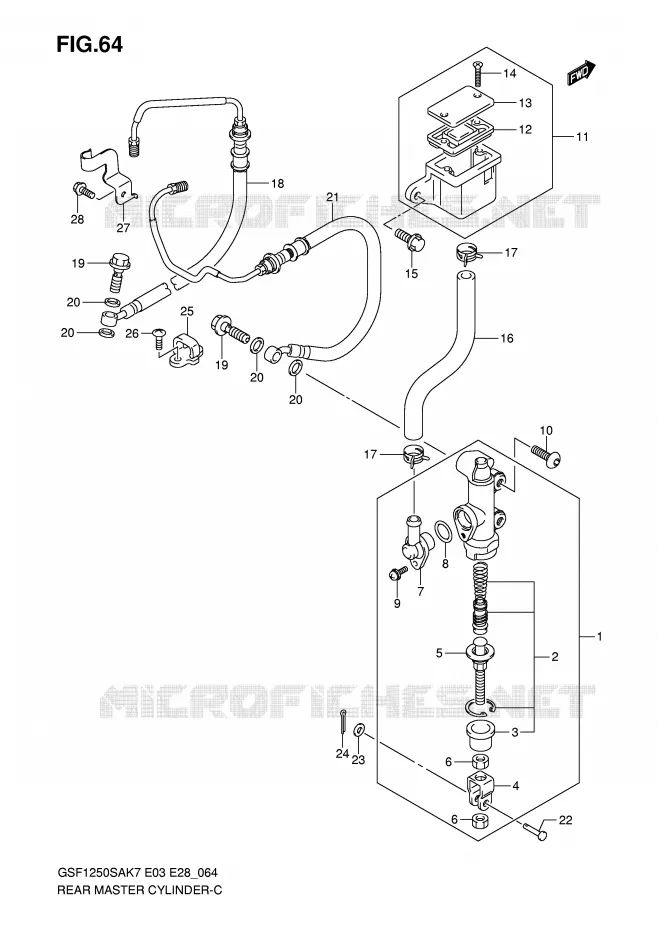ACHTER hoofdremcilinder (GSF1250SAK7/SAK8/SAK9) Suzuki MOTO 1250 BANDIT-S 2009  GSF1250SK9(E3/E28)