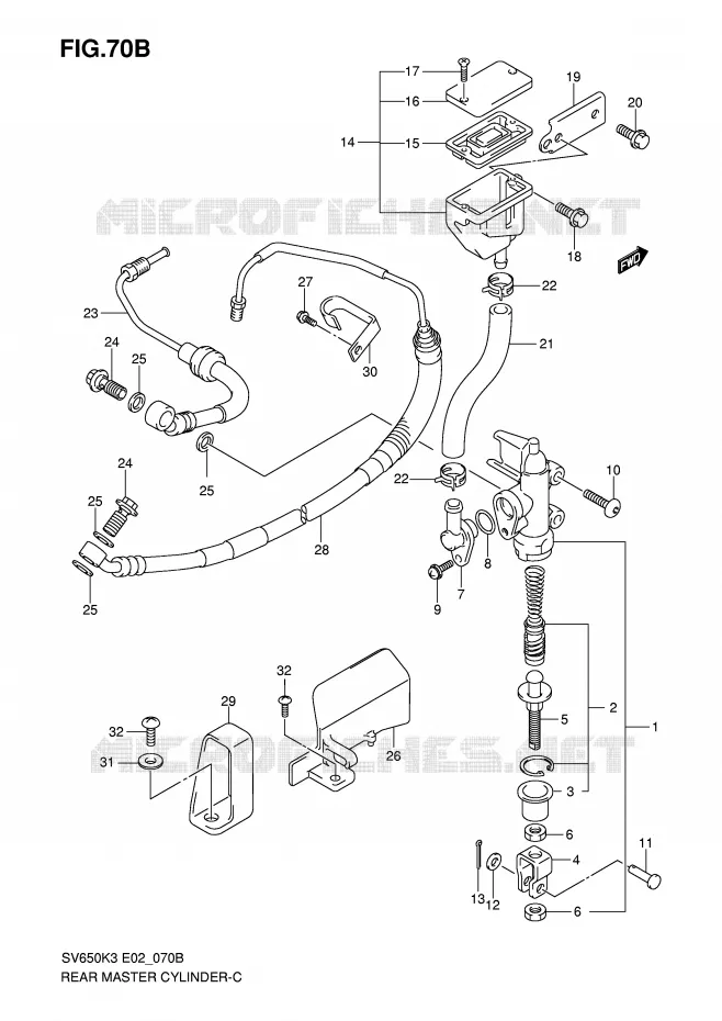 ACHTER hoofdremcilinder (SV650AK7/UAK7/SAK7/SUAK7) Suzuki MOTO 650 SV-S 2007  SV650SAK7(E2)