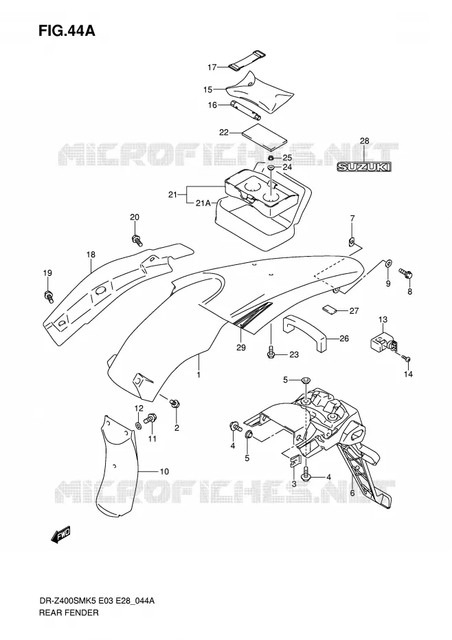 ACHTERSPATBORD (MODEL K7/K8/K9) Suzuki MOTO 400 DR-Z 2007  DR-Z400SMK7(E3/E28)