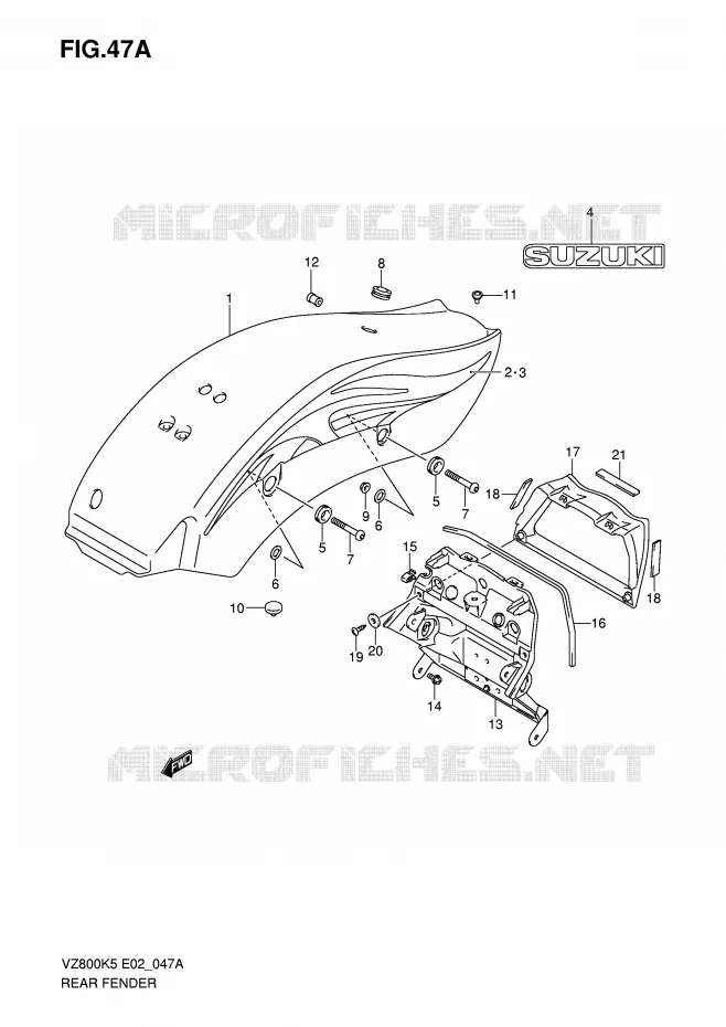 ACHTERSPATBORD (VZ800ZK7) Suzuki MOTO 800 MARAUDER 2007  VZ800UK7(E2)