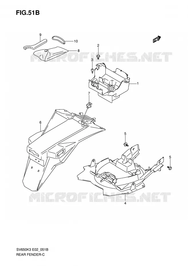 ACHTERSPATBORD (WITH ABS) Suzuki MOTO 650 SV-S 2004  SV650SUK4(E2)