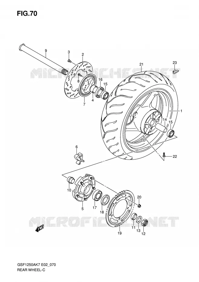 ACHTERWIEL (GSF1250AK7/SAK7/AK8/SAK8/AK9/SAK9/SAZK9/SAL0) Suzuki MOTO 1250 BANDIT-S 2008  GSF1250SAK8(E2)