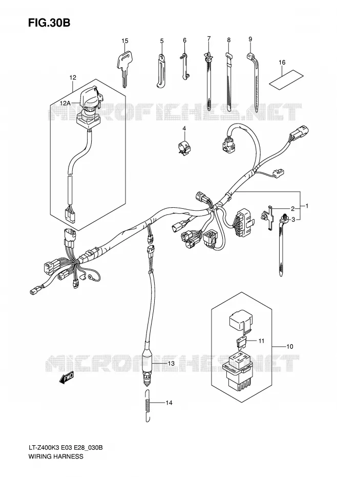 BEDRADING (MODEL K5/K6/K7) Suzuki QUAD 400 QUADSPORT 2004  LT-Z400K4(E3/E28)