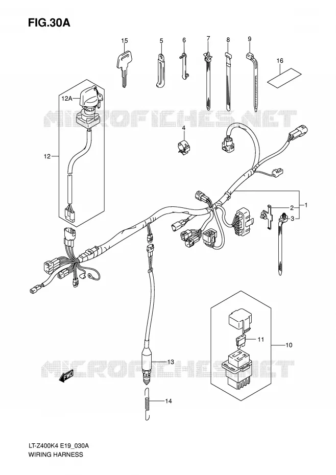 BEDRADING (MODEL K5/K6/K7) Suzuki QUAD 400 QUADSPORT 2005  LT-Z400K5(E19)