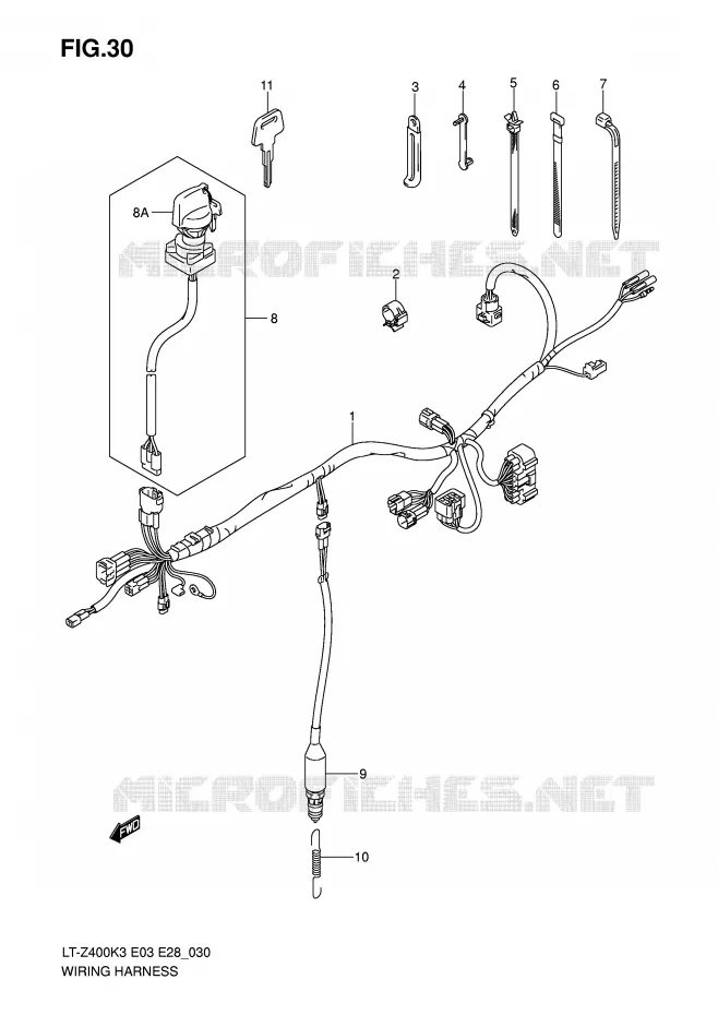 BEDRADING (MODELE K3) Suzuki QUAD 400 QUADSPORT 2004  LT-Z400ZK4(E3/E28)