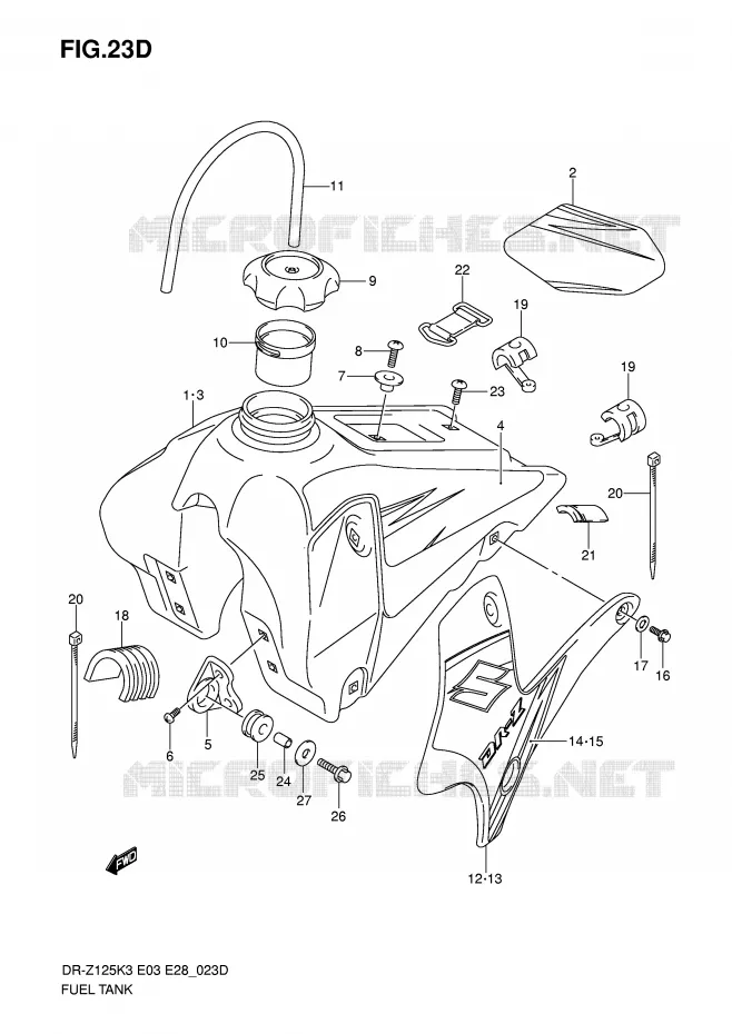 BENZINETANK (MODEL K7) Suzuki MOTO 125 DR-Z 2007  DR-Z125LK7(E3/E28)