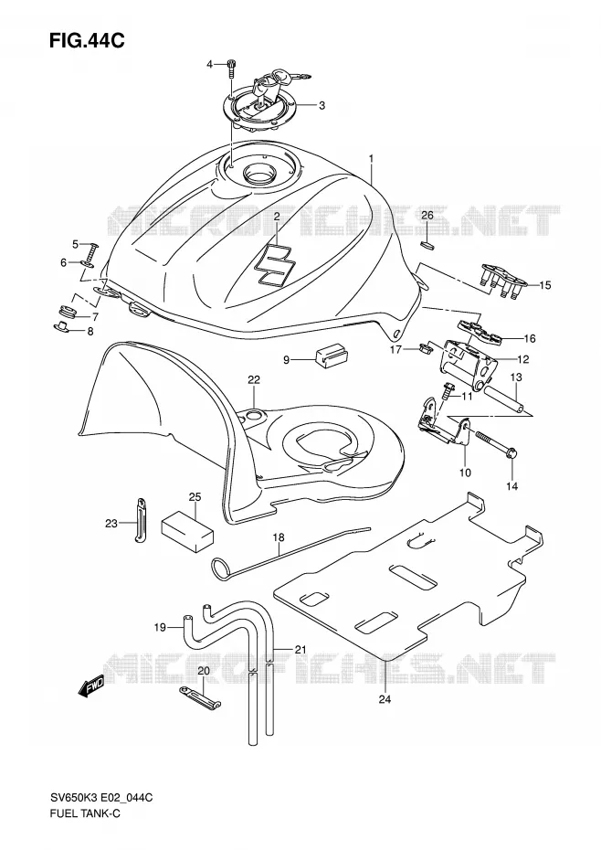 BENZINETANK (MODEL K7) Suzuki MOTO 650 SV-S 2003  SV650SUK3(E2)