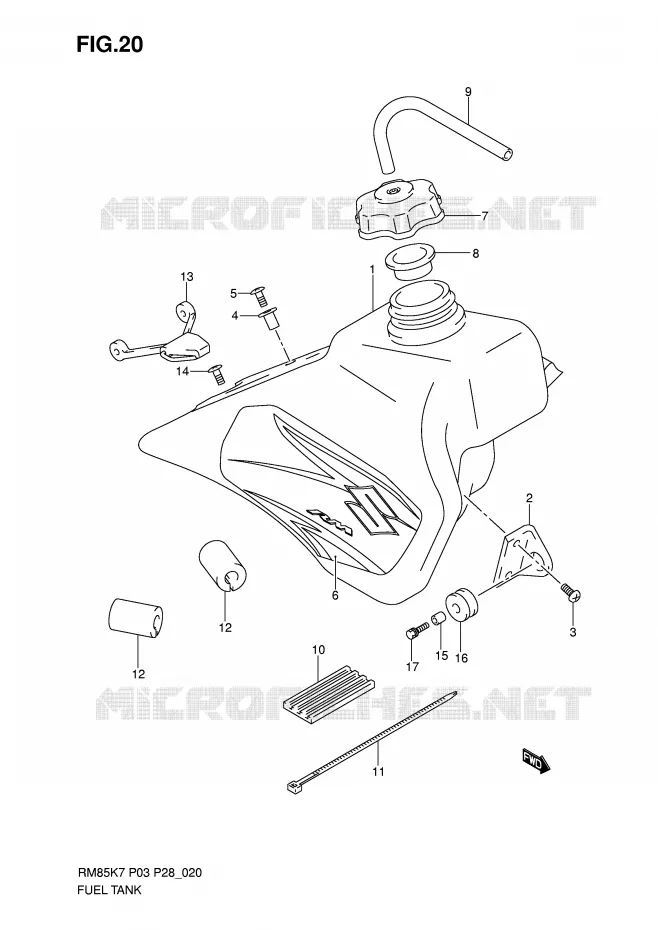 BENZINETANK (MODEL K7) Suzuki MOTO 85 RM 2007  RM85LK7(P3/P28)