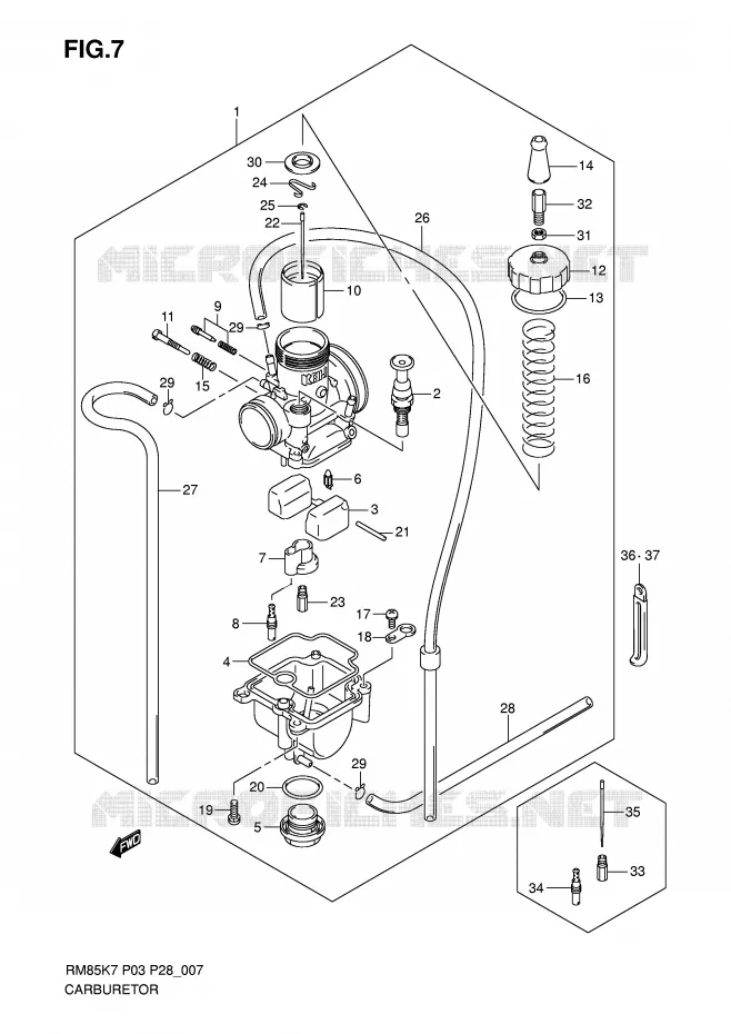 CARBURATOR Suzuki MOTO 85 RM 2007  RM85K7(P3/P28)