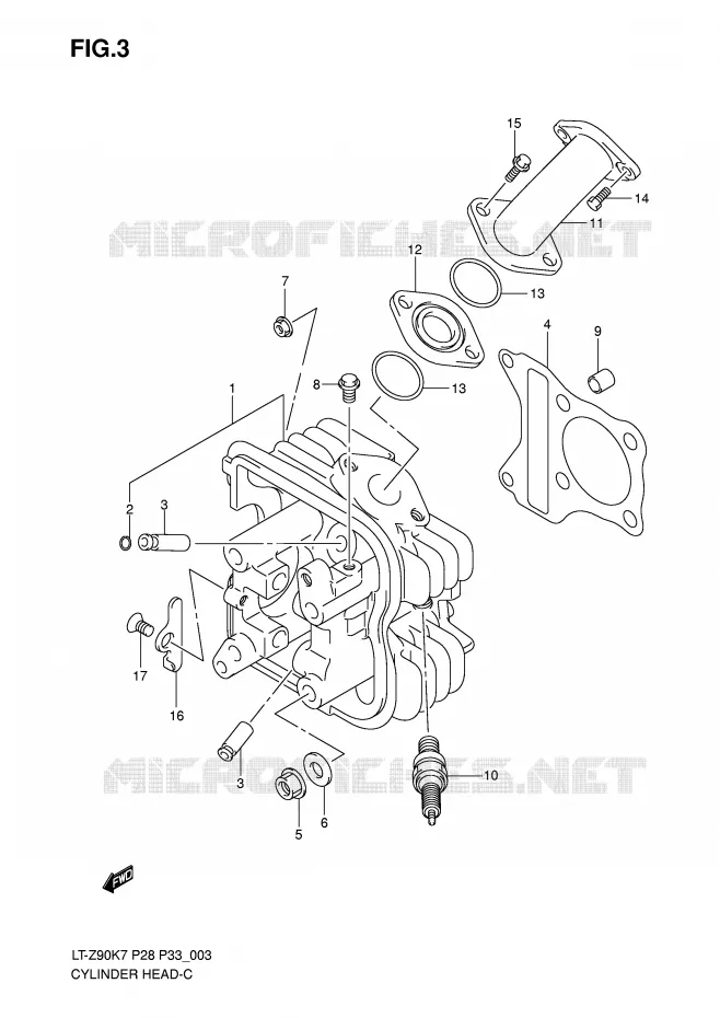 CILINDERKOP Suzuki QUAD 90 QUADSPORT 2007  LT-Z90K7(P28/P33)