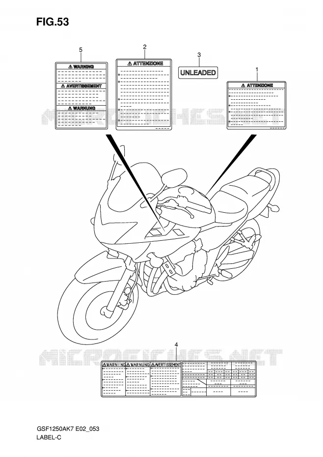 ETIKET (MODEL K7) Suzuki MOTO 1250 BANDIT-N 2007  GSF1250K7(E2)