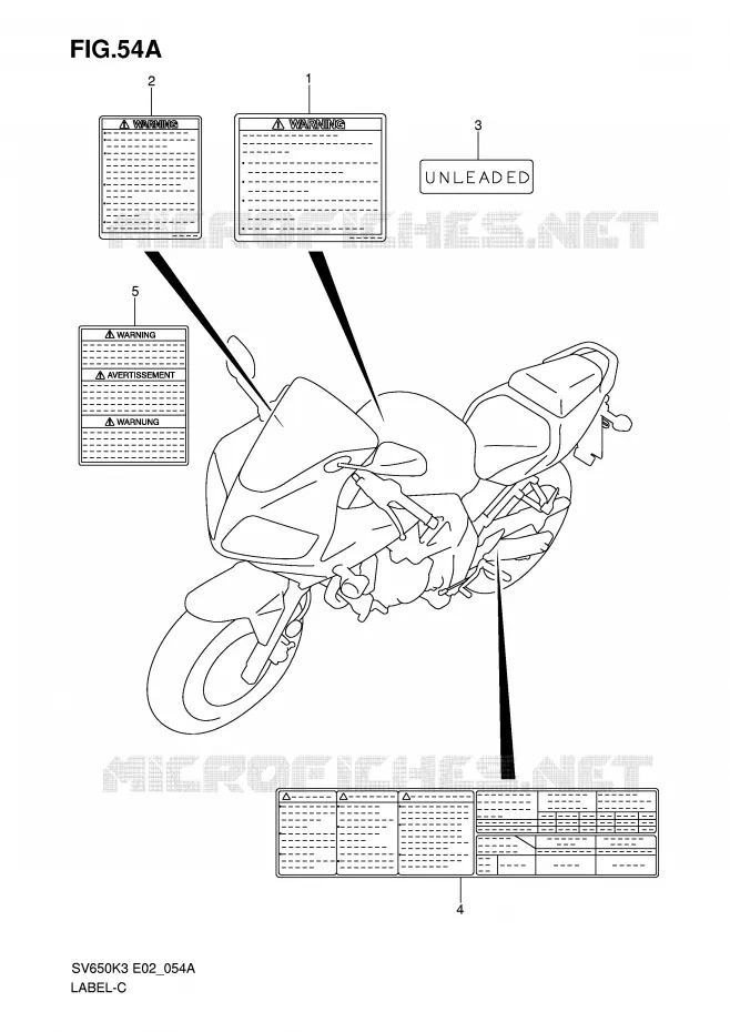 ETIKET (MODEL K7) Suzuki MOTO 650 SV-S 2005  SV650SUK5(E2)