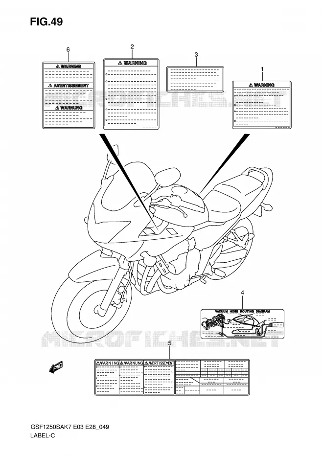 ETIKET Suzuki MOTO 1250 BANDIT-S 2008  GSF1250SAK8(E3/E28)