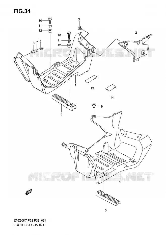 FOOTREST - SPATBORD Suzuki QUAD 90 QUADSPORT 2010  LT-Z90ZL0(P28/P33)