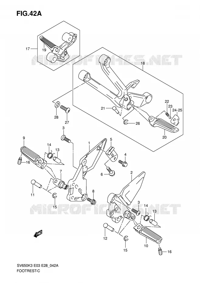 FOOTREST (MODEL K4/K5/K6/K7) Suzuki MOTO 650 SV 2007  SV650K7/SK7(E3/E28)