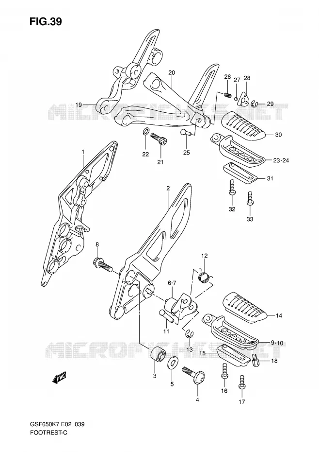 FOOTREST Suzuki MOTO 650 BANDIT 2008  GSF650SAK8(E2)