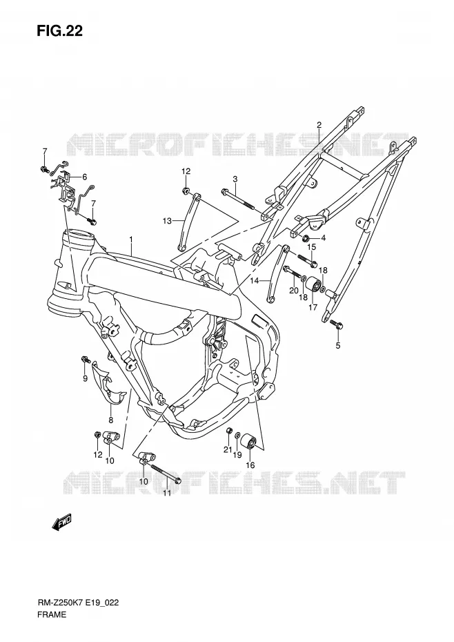 FRAME Suzuki MOTO 250 RM-Z 2009  RM-Z250K9(E19)