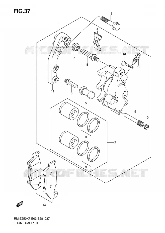 FRONT CALIPER Suzuki MOTO 250 RM-Z 2009  RM-Z250K9(E3/E28)