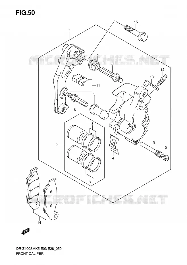 FRONT CALIPER Suzuki MOTO 400 DR-Z 2008  DR-Z400SMK8(E3/E28)