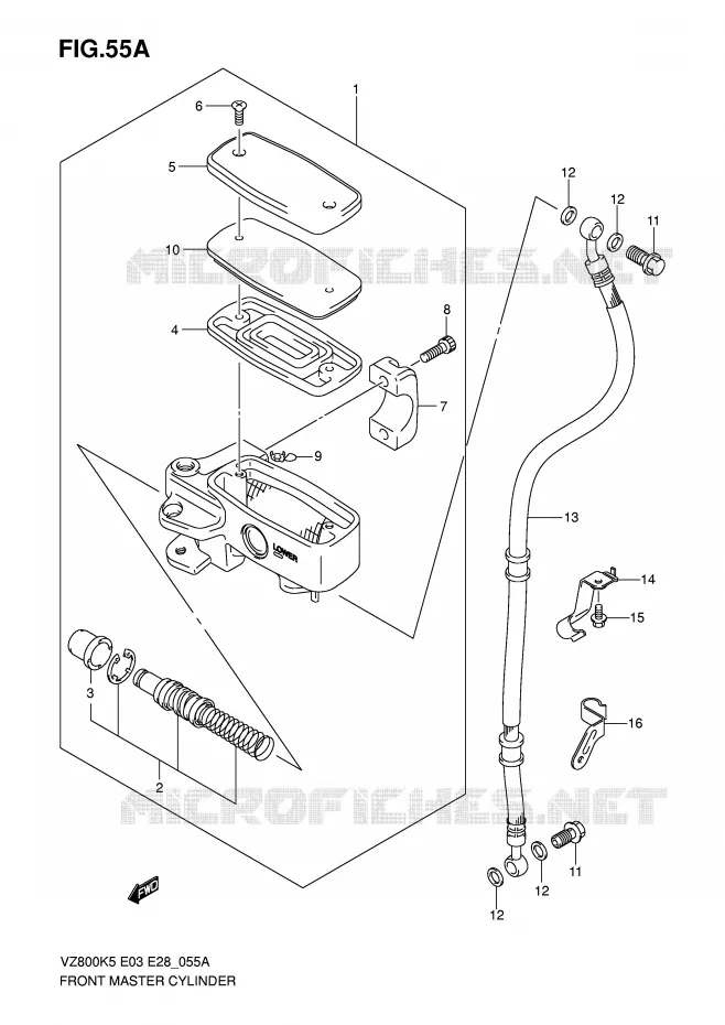 FRONT HOOFDREMCILINDER (MODEL K7/K8/K9) Suzuki MOTO 800 MARAUDER 2006  VZ800K6(E3/E28)
