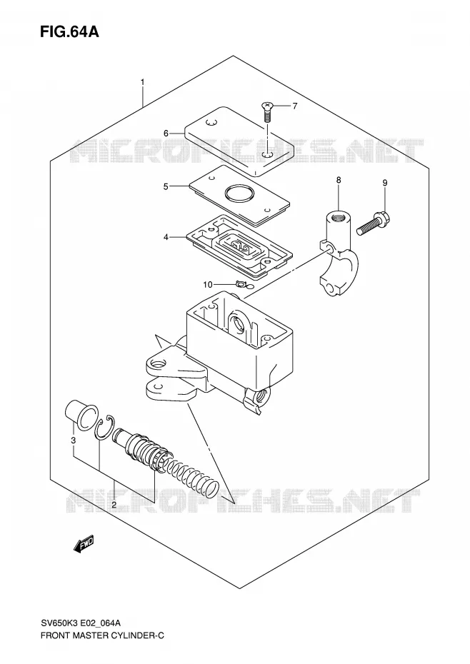 FRONT HOOFDREMCILINDER (SV650AK7/UAK7) Suzuki MOTO 650 SV 2004  SV650K4(E2)