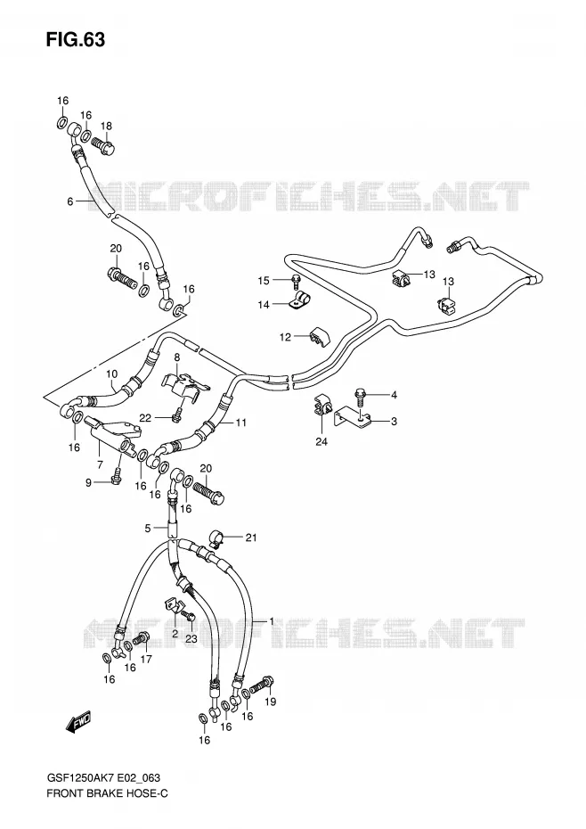 FRONT REMSLANG (GSF1250AK7/SAK7/AK8/SAK8/AK9/SAK9/SAZK9/SAL0) Suzuki MOTO 1250 BANDIT-S 2007  GSF1250SAK7(E2)