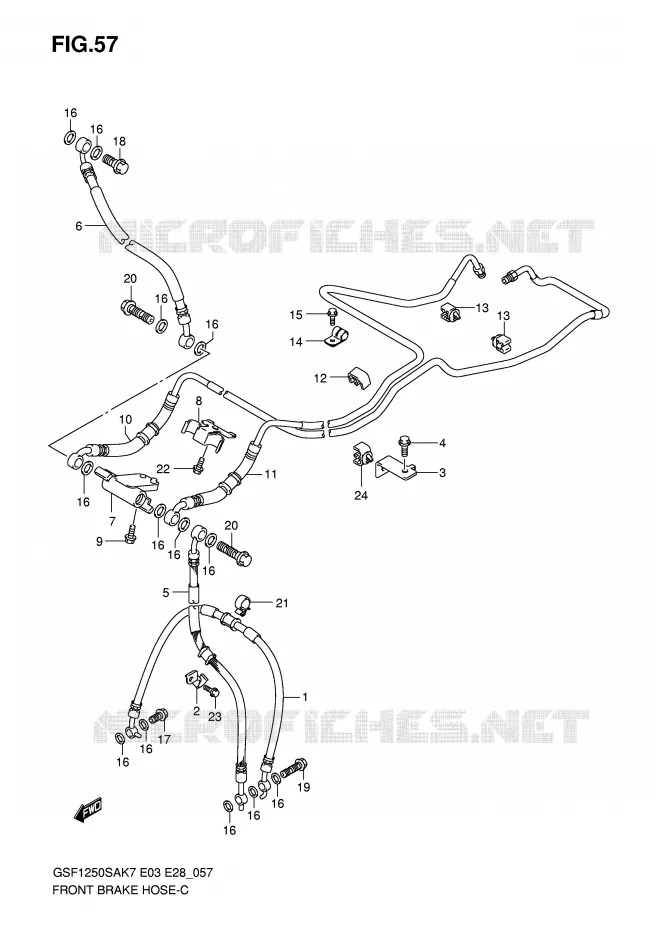 FRONT REMSLANG (GSF1250SAK7/SAK8/SAK9) Suzuki MOTO 1250 BANDIT-S 2007  GSF1250SK7(E3/E28)