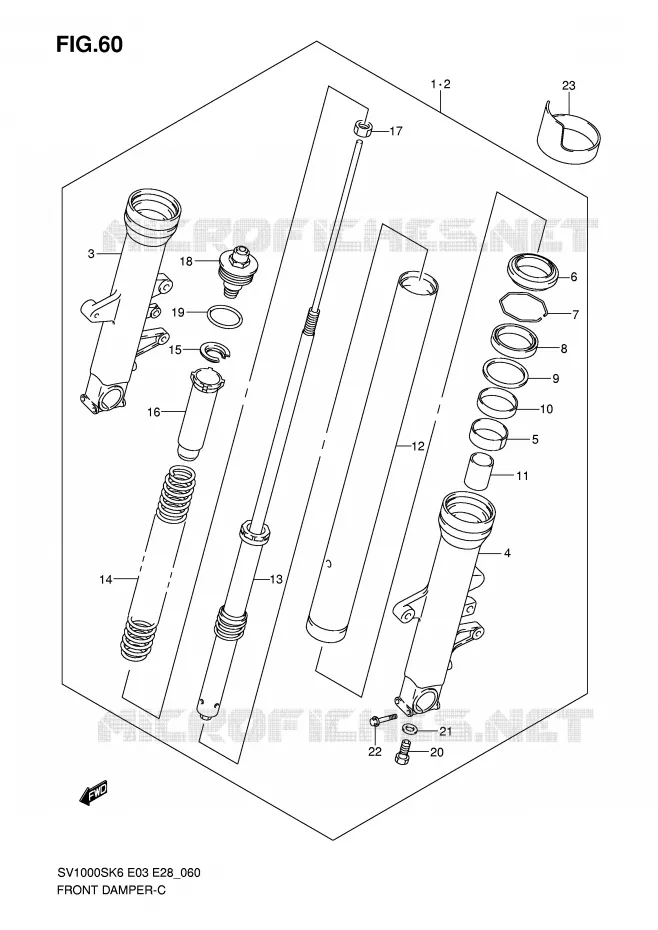 FRONT SCHOKDEMPER Suzuki MOTO 1000 SV 2006  SV1000K6(E3/E28)