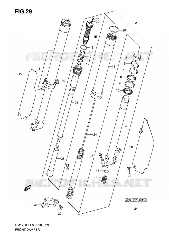 FRONT SCHOKDEMPER Suzuki MOTO 125 RM 2008  RM125 K8 (E03,E28,E33)
