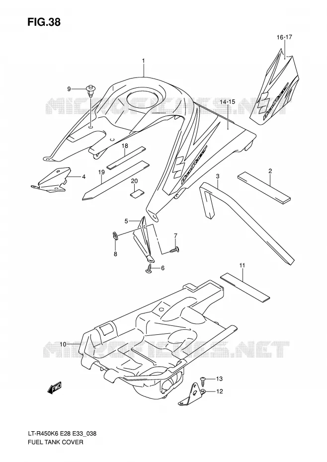FUEL TANK COVER (MODEL K6/K7) Suzuki QUAD 450 QUADRACER 2010  LT-R450L0(E28/E33)