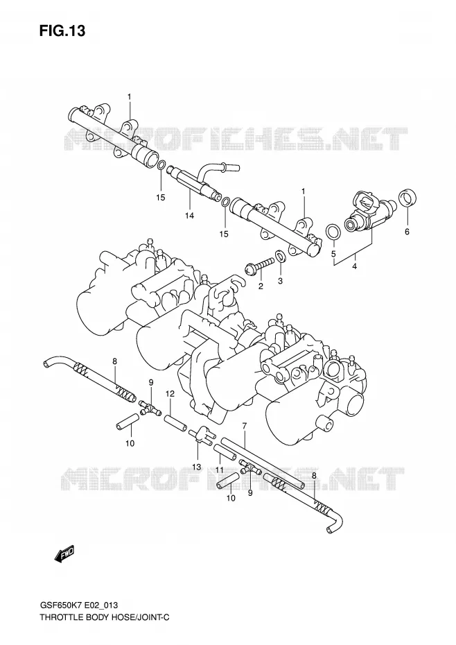 GASKLEPHUIS SLANG / JOINT Suzuki MOTO 650 BANDIT 2008  GSF650UK8(E2)