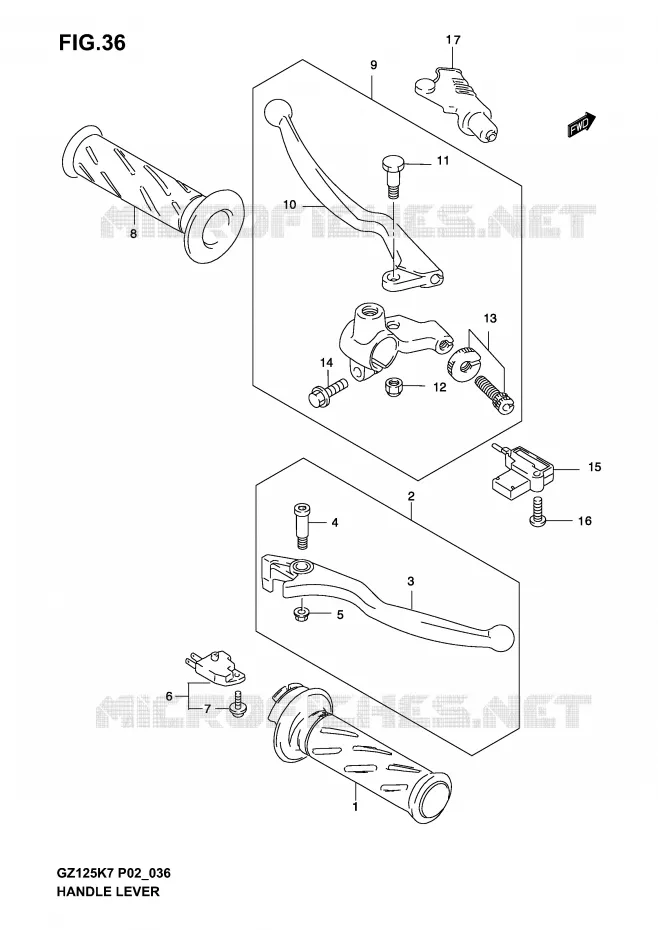 HANDGRIPS - LEVERS Suzuki MOTO 125 MARAUDER 2007  GZ125K7(P02)