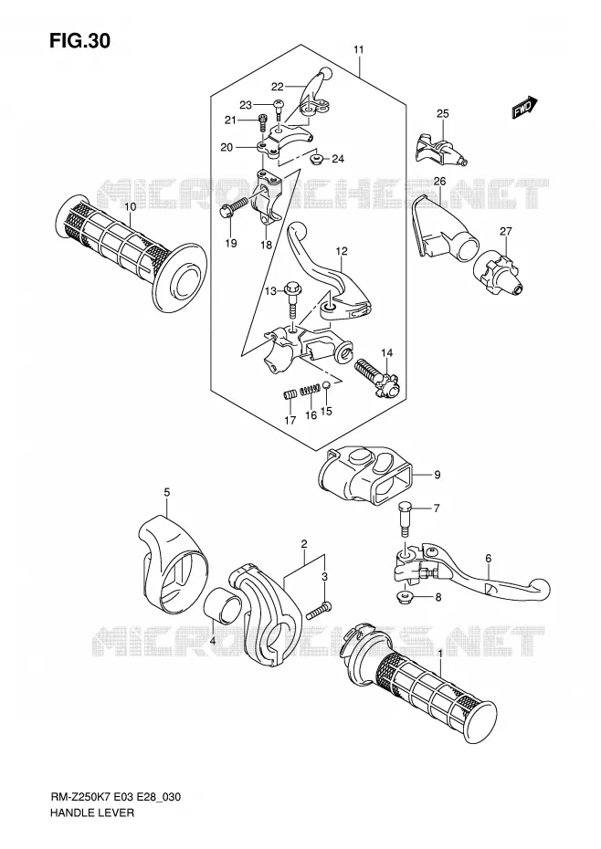 HEFBOMEN - HANDGRIPS (MODEL K7) Suzuki MOTO 250 RM-Z 2009  RM-Z250K9(E3/E28)