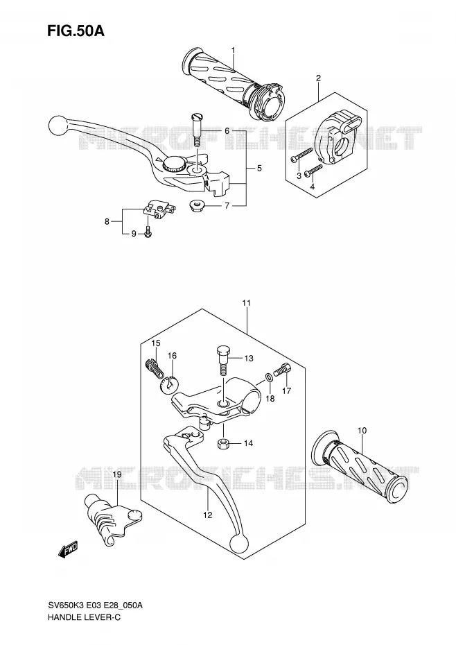 HEFBOMEN - HANDGRIPS (MODEL K7) Suzuki MOTO 650 SV 2004  SV650K4/SK4(E3/E28)