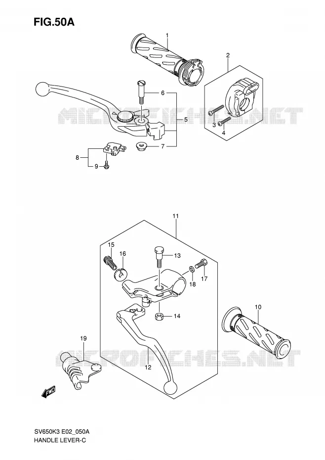 HEFBOMEN - HANDGRIPS (MODEL K7) Suzuki MOTO 650 SV-S 2007  SV650SK7(E2)