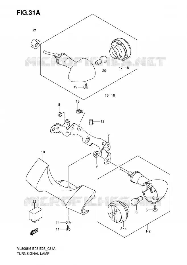 INDICATOREN (MODEL K7/K8) Suzuki MOTO 800 VOLUSIA 2009  VL800CK9(E3/E28)