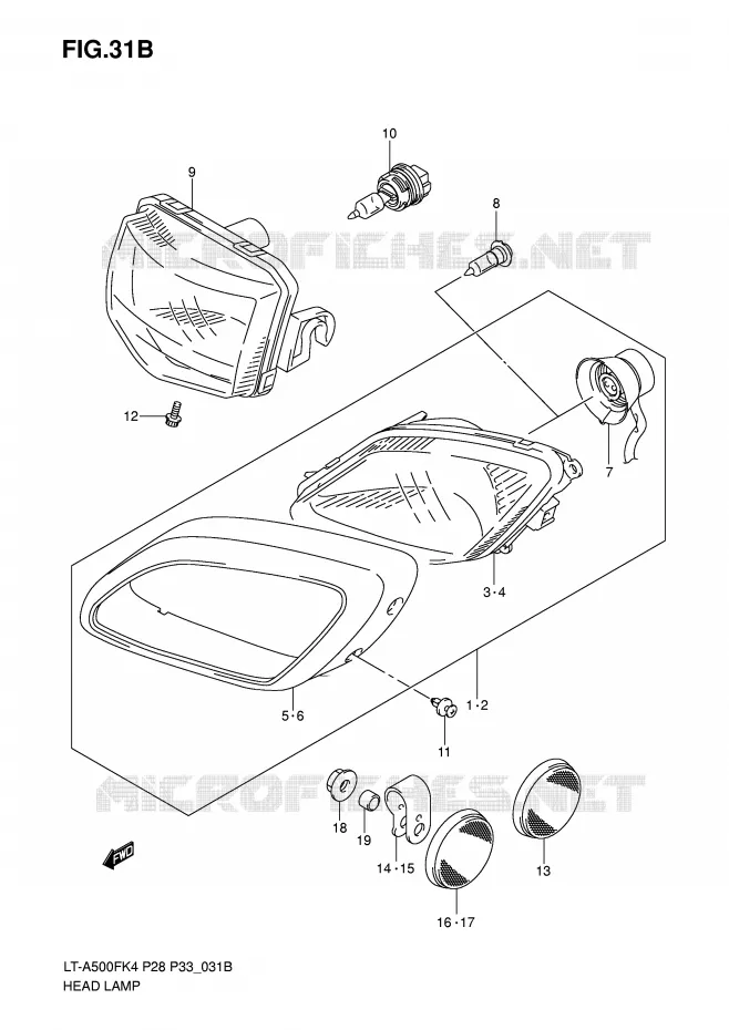 KOPLAMP (MODEL K6/K7) Suzuki QUAD 500 KINGQUAD 2007  LT-A500FK7(P28/P33)